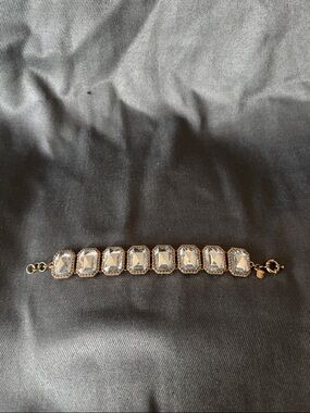 J. Crew Crystal Link Gold-Tone Bracelet - Clear Stones
